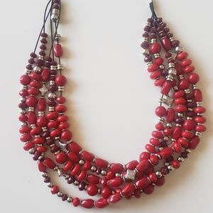Premier Designs RED beaded necklace